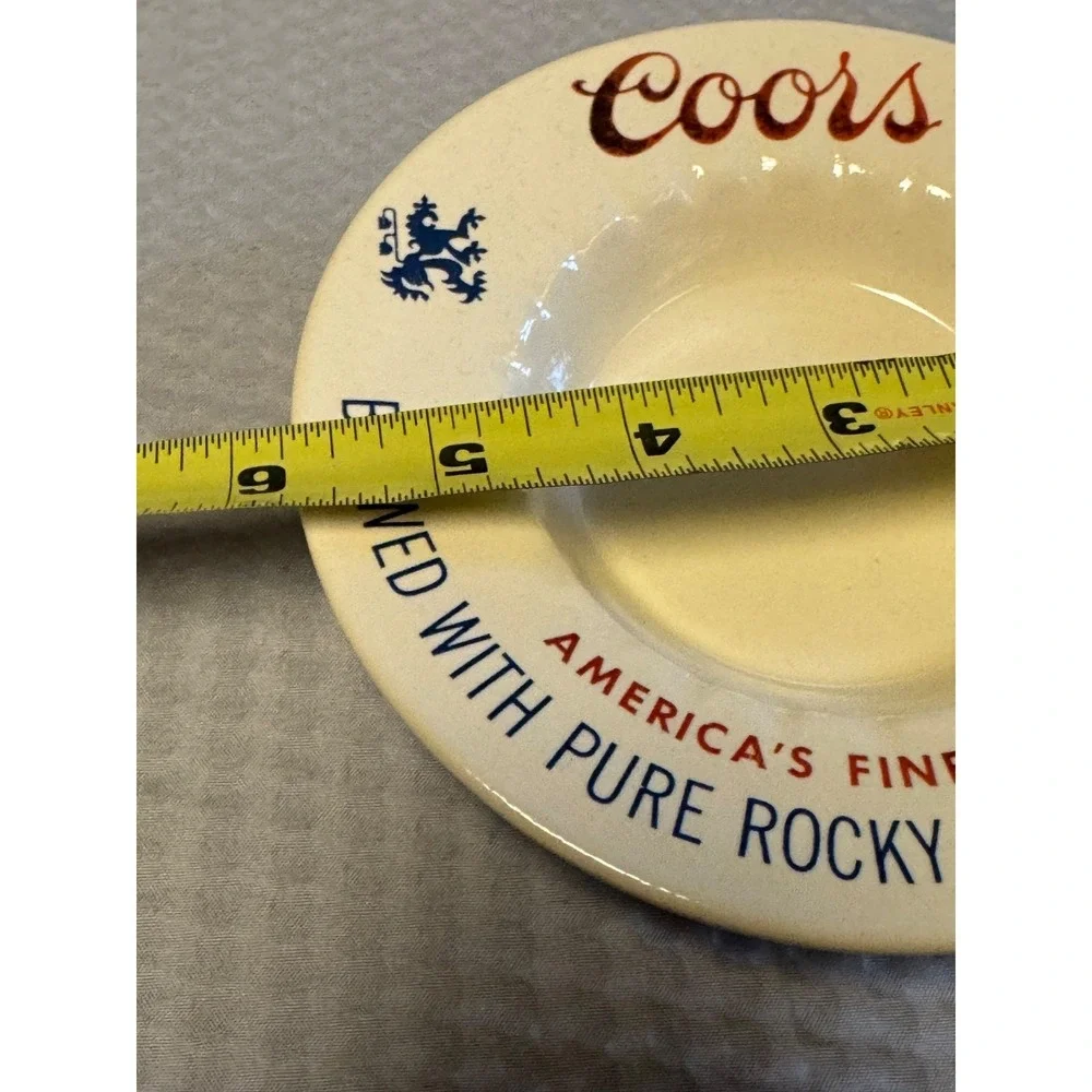 Vintage Ceramic COORS BEER Promotional Ashtray Plate 1970's
